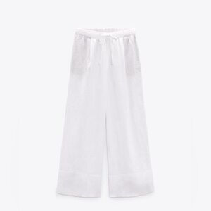 Zara Linen Palazzo Wide Leg Pants